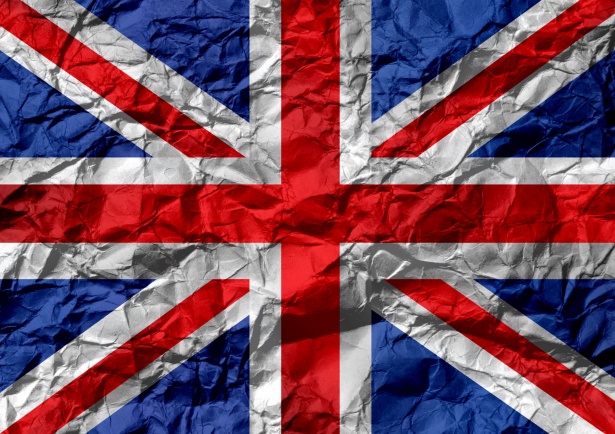 The British Union Jack, wrinkled as if on a paper someone crumpled up.