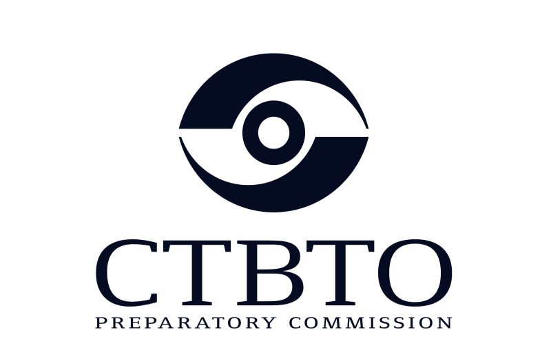 The logo for the Comprehensive Nuclear-Test-Ban-Treaty Organization's preparatory commission. The logo looks a little like an eye, merged with the "radiation" symbol.