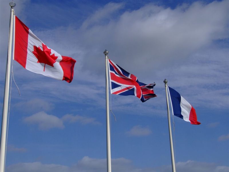 Canadian, British, and French flags. Pic: Les Chatfield via Flickr